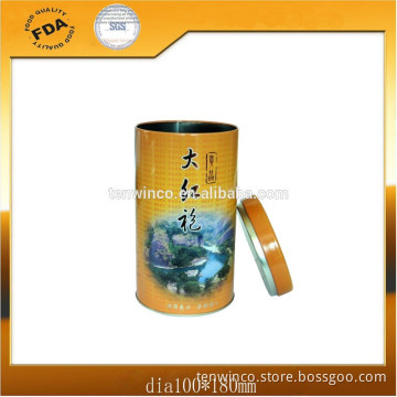 round tea tin can with inner plug good airtght lids